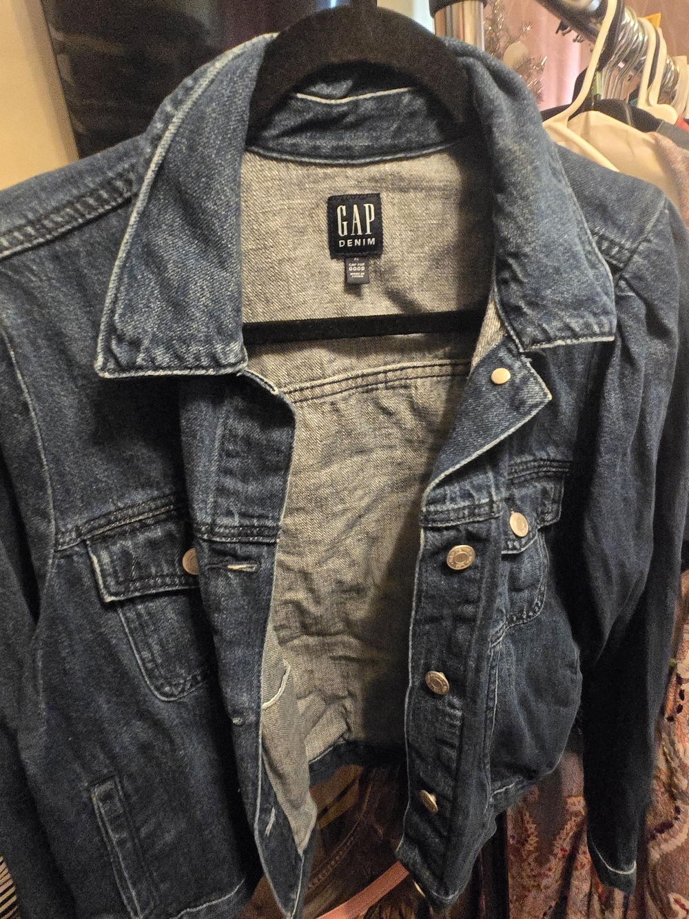 GAP Denim Jacket in Dark Blue and Light Gray Interior